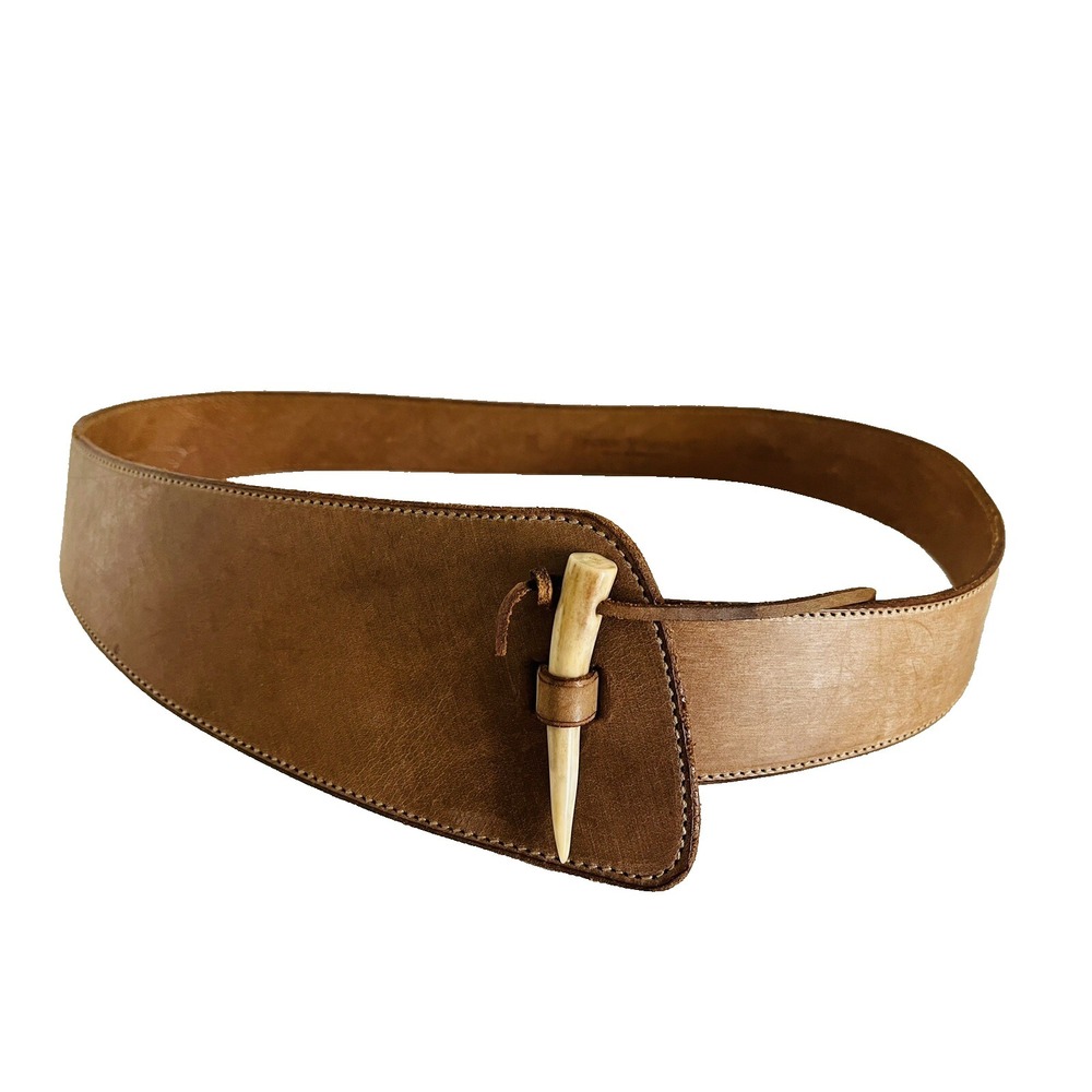 Vtg Banana Republic 34 Leather Corset Belt Save The Tiger Tooth Boho Tan Gypsy